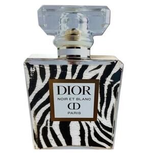 Luxury Perfume Bottle Home Decor With Zebra Print Design Wooden Decoration NWT